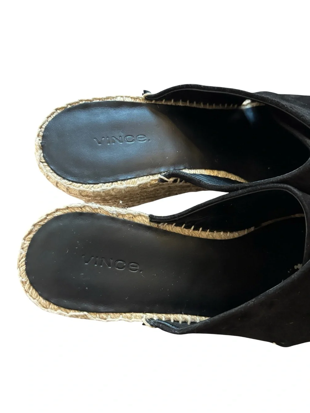 Vince Gaelan Coastal Suede Espadrille Wedges Black Leather Women’s Size 8M